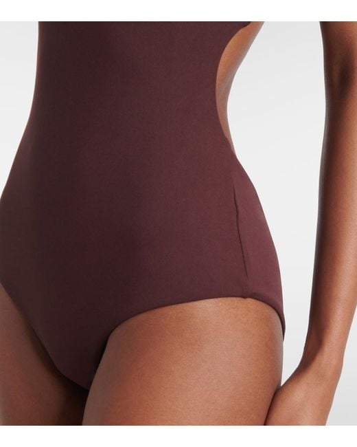 Magda Butrym Purple Floral-Applique Swimsuit