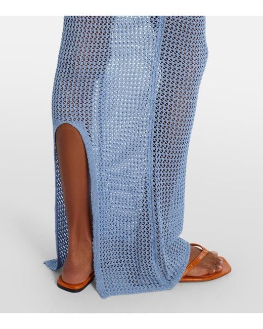 Bananhot Blue Hilsa Open-Knit Lame Maxi Dress