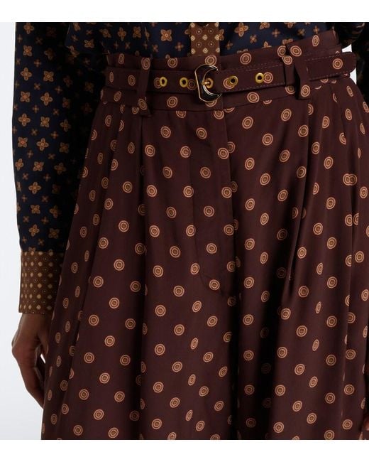Zimmermann Red Belted Printed Wide-Leg Pants