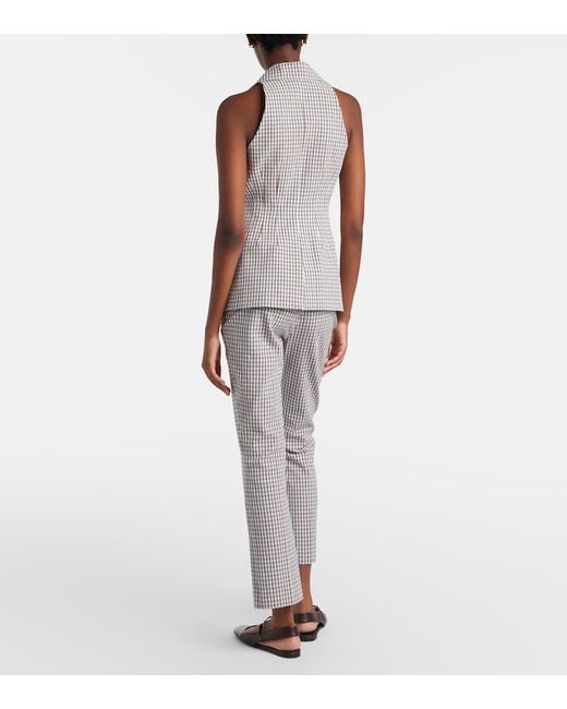 Veronica Beard Gray Gingham Seersucker Cropped Slim Pants