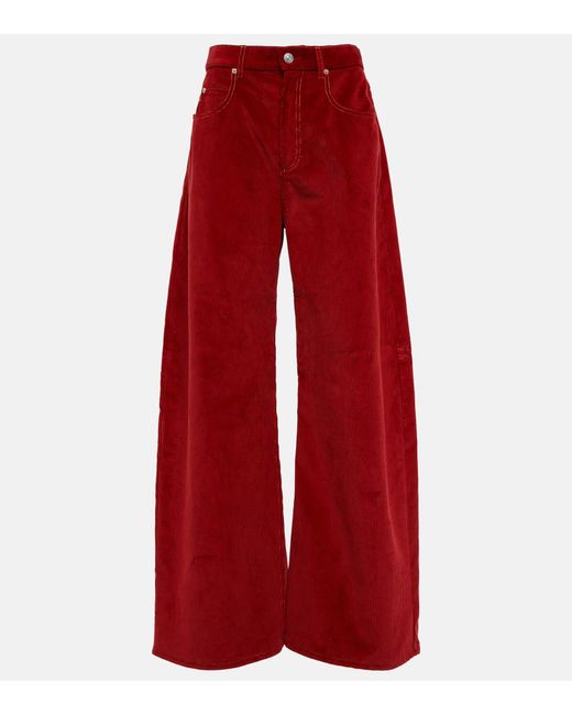 Marni Red Wide-leg Corduroy Pants