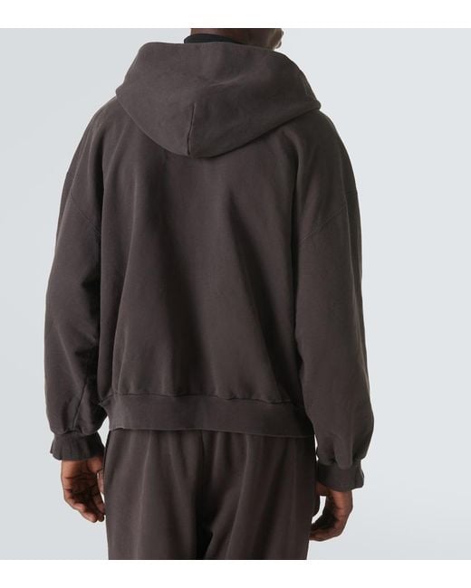 Balenciaga Black Printed Cotton Jersey Hoodie for men
