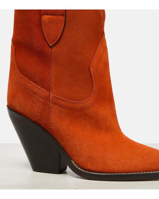 Isabel Marant Orange Leyane Suede Ankle Boots