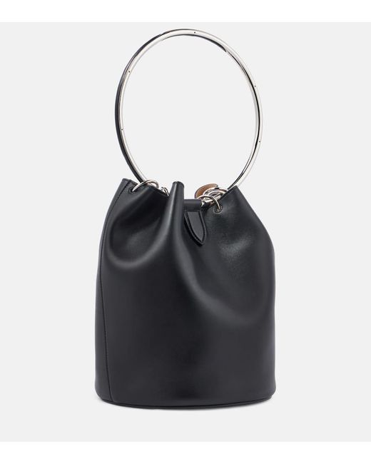 Alaïa Black Bucket-Bag Ring Medium aus Leder