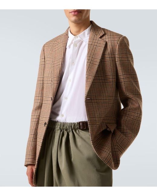 Loewe Brown Prince Of Wales Check Wool Blazer for men