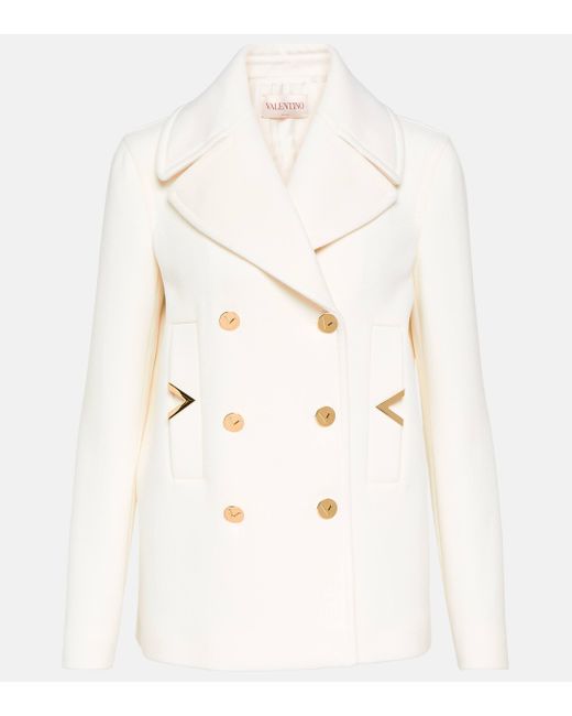 Valentino Natural Vlogo Wool And Cashmere Coat