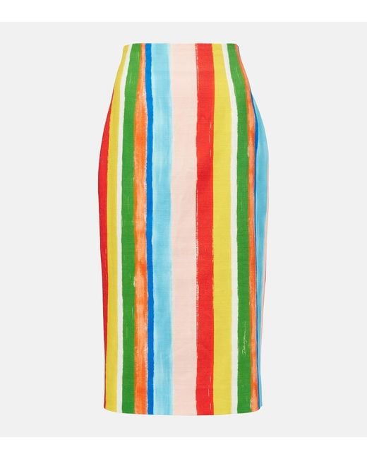 Dolce & Gabbana Blue Striped Cotton-Blend Pencil Skirt