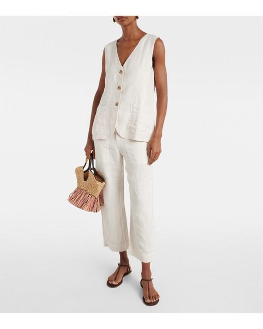 Velvet White Acie Linen Vest