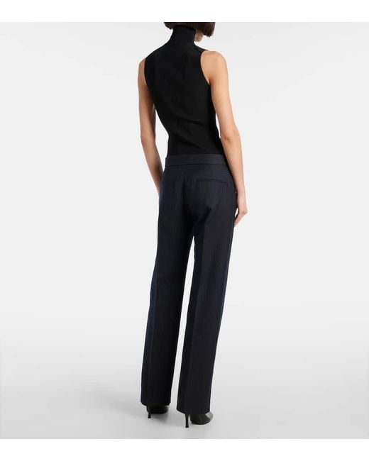 Khaite Blue Lenn Pinstripe Wool-Blend Straight Pants
