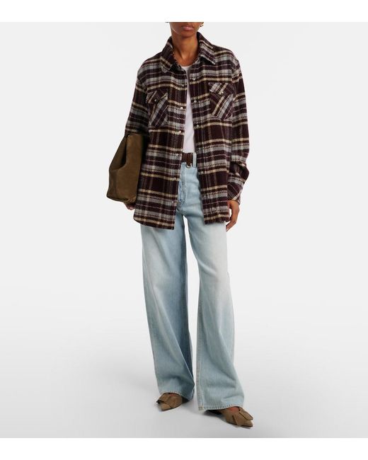 God's True Cashmere Black Plaid Cashmere Shirt With Emeralds