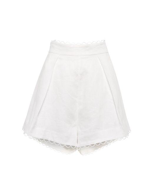 Damen Bekleidung Kurze Hosen Mini Shorts Zimmermann Leinen Anneke Shorts in Weiß 