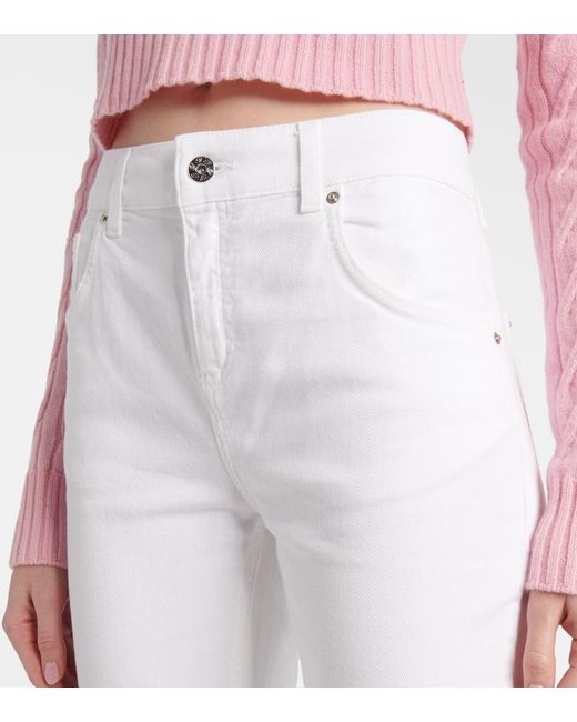 Blumarine White Chain-Detail High-Rise Bootcut Jeans
