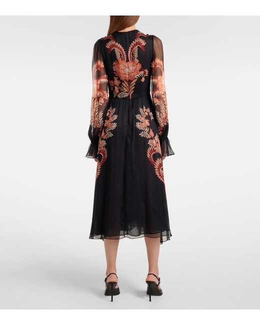 Etro Red Bedrucktes Midikleid Aus Seide