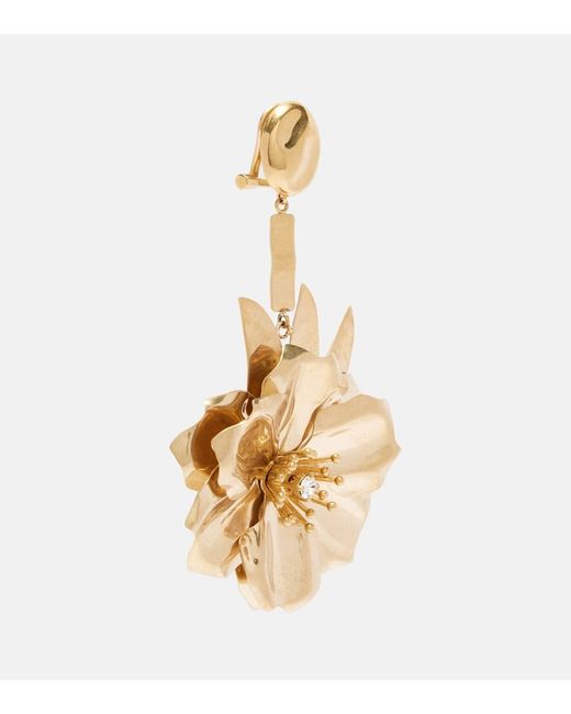 Miu Miu Metallic Floral Crystal-Embellished Drop Earrings