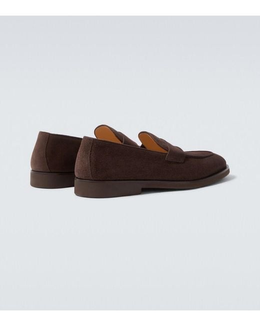 Brunello Cucinelli Brown Suede Penny Loafers for men