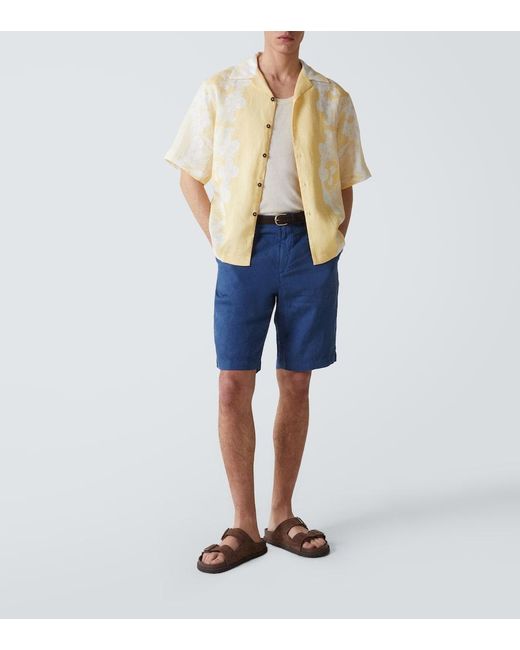 Bermudas Ajaccio De Lino Fedeli de hombre de color Blue