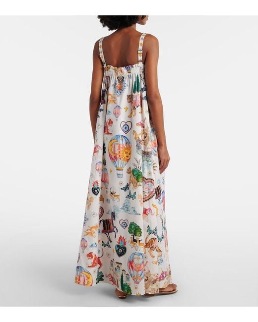 Camilla White Embellished Printed Cotton Maxi Dress