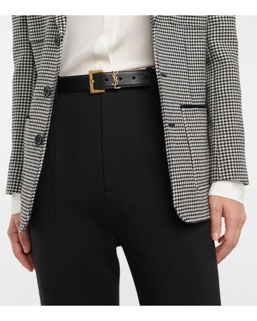 Saint Laurent Blue Cassandre Leather Belt