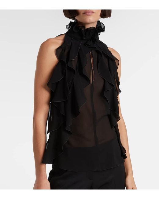 Alexander McQueen Black Top Aus Seide