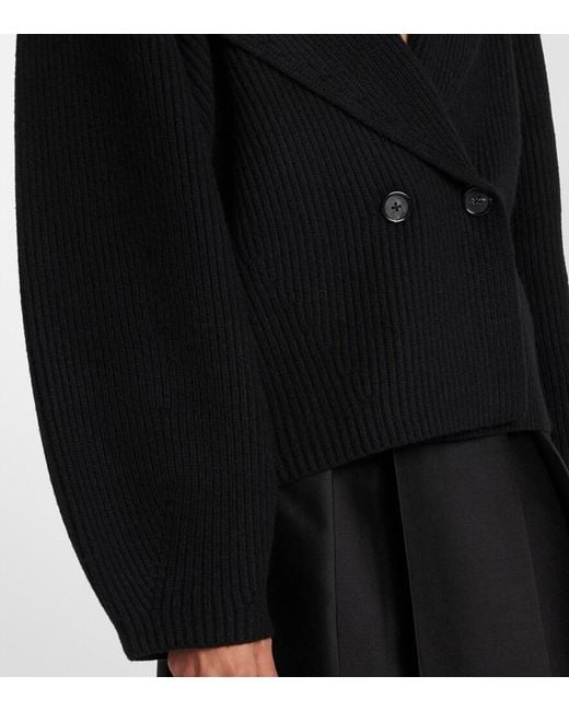 Totême Black Wool-Blend Cardigan