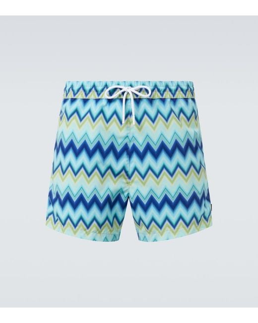 Missoni Blue Zigzag Swim Trunks for men