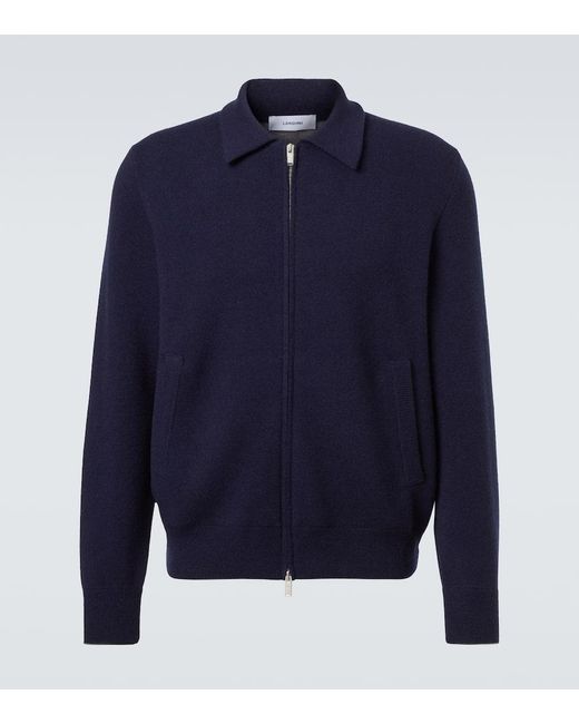 Lardini Blue Wool-Blend Zip-Up Cardigan for men