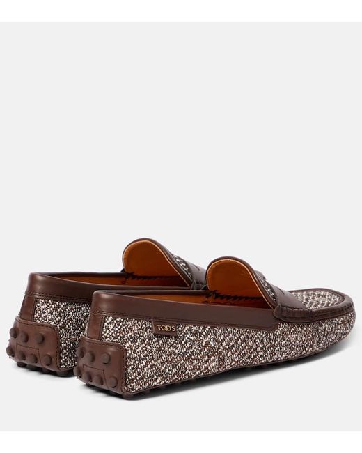 Tod's Brown Gommino Leather-Trimmed Tweed Driving Shoes