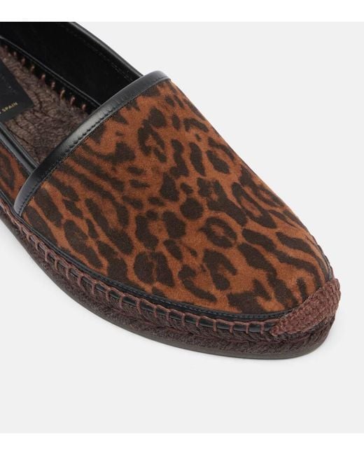Tom Ford Brown Leopard-Print Suede Espadrilles