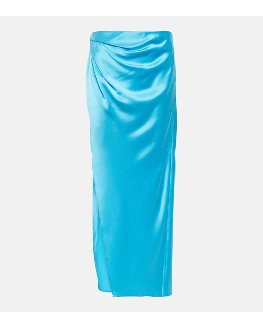 The Sei Blue Silk Midi Skirt