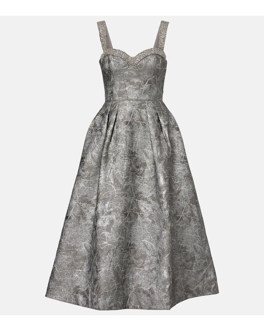 Rebecca Vallance Gray Sterling Metallic-Effect Jacquard Cocktail Dress