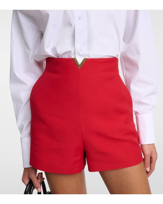 Shorts de Crepe Couture de tiro alto Valentino de color Red