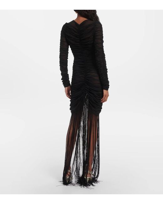 Khaite Black Guisa Fringed Silk-Blend Maxi Dress