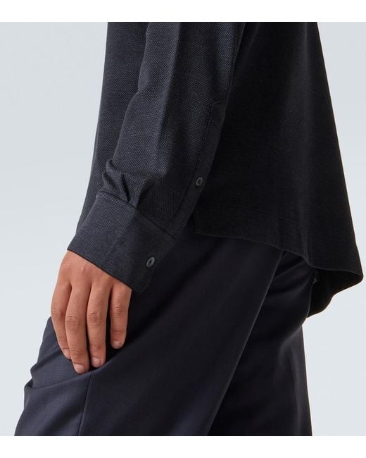 Zegna Blue Cotton And Silk Polo Shirt for men