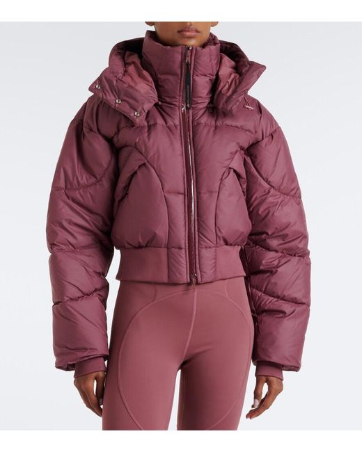 Adidas By Stella McCartney Red Cropped Puffer Jacket