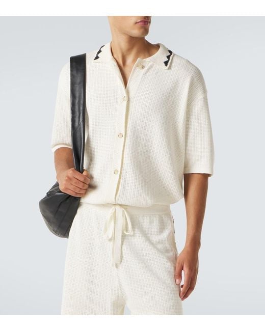 Commas Natural Embroidered Crochet Cotton-Blend Top for men