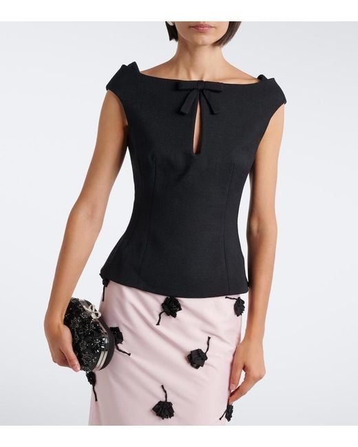 ShuShu/Tong Black Bow-Detail Off-Shoulder Top