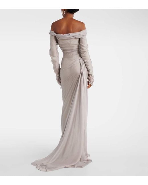 Abito Lungo Off-Shoulder di Marmar Halim in Gray