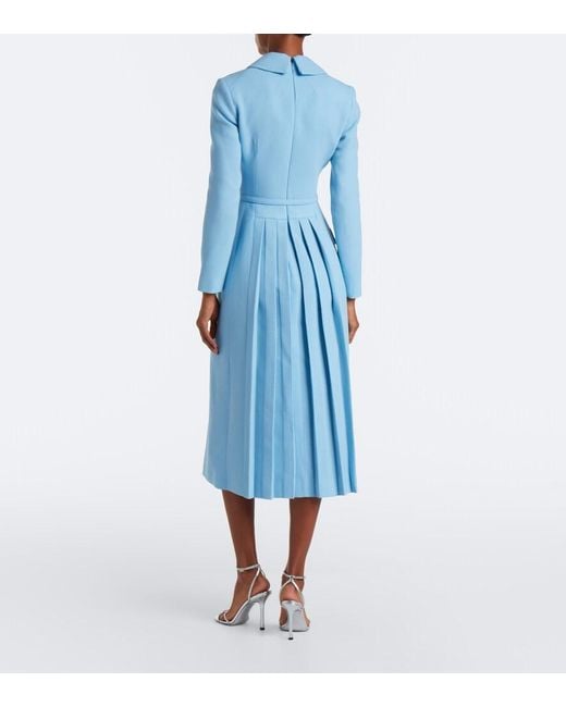 Emilia Wickstead Blue Kalonice Wool Crepe Midi Dress