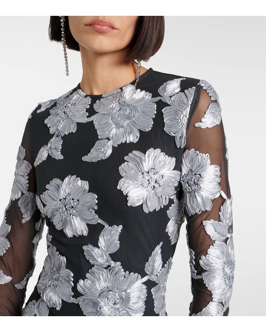 ROTATE BIRGER CHRISTENSEN Gray Besticktes Minikleid Aus Mesh