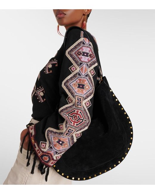 Isabel Marant Black Oskan Soft Medium Suede Shoulder Bag