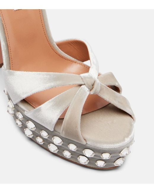 Aquazzura White Cosmic Love 130 Velvet Platform Sandals