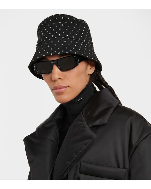 Ruslan Baginskiy Black Embellished Wool Bucket Hat