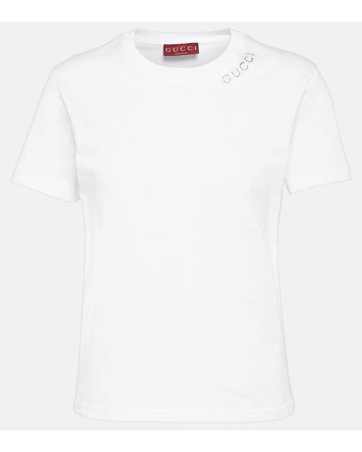 Gucci White T-Shirt aus Baumwoll-Jersey