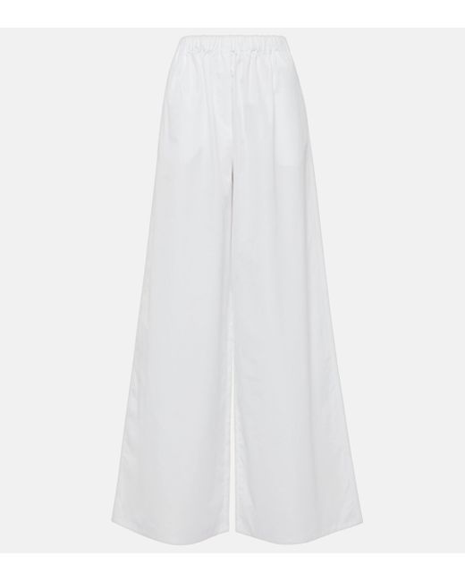 Max Mara White Navigli High-rise Cotton Wide-leg Pants
