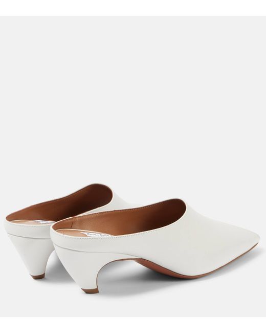 Alaïa Natural Spike 55 Leather Peep-Toe Mules