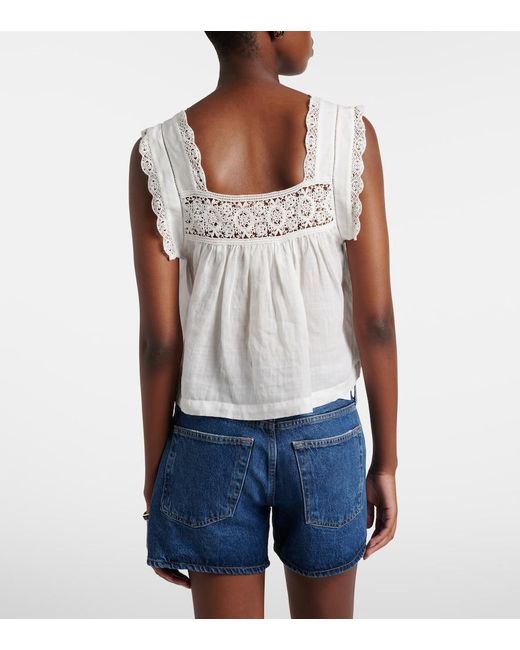 Citizens of Humanity White Mia Lace-Trimmed Top