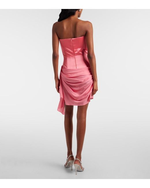 Alex Perry Pink Draped Silk Corset Dress
