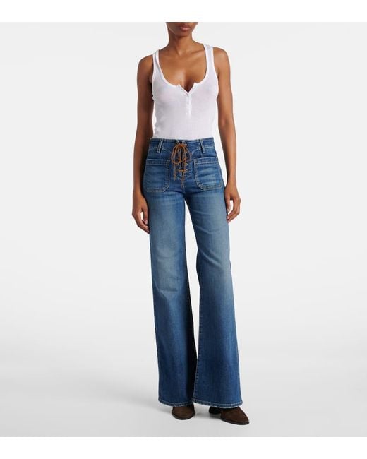 Nili Lotan Blue Mid-Rise Flared Jeans Florence