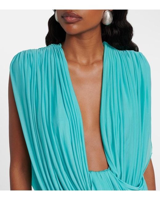 Christopher Esber Blue Ripple Draped Asymmetric Minidress