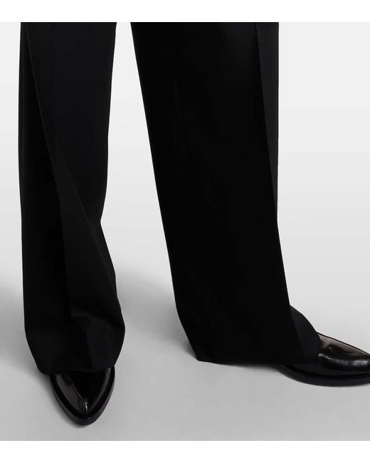 Pantalones anchos de lana de tiro alto AMI de color Black
